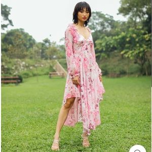 Sau Lee Georgia long sleeve midi dress